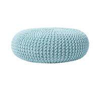 Homescapes Pastel Blue Large Round Cotton Knitted Pouffe Footstool