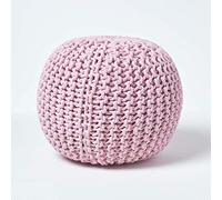 Round Cotton Knitted Pouffe - Pastel Pink / 40cm