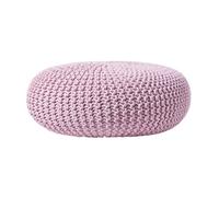 Homescapes Pastel Pink Large Round Cotton Knitted Pouffe Footstool