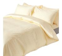 Homescapes Egyptian Cotton Stripe Duvet Cover & Pillowcase 330 TC in Yellow | Size: King Homescapes Yellow King