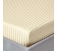 HOMESCAPES Pastel Yellow Deep Fitted Sheet (12”) Single 330 TC 500 Thread Count Equivalent Satin Stripe Pure Egyptian Cotton Bed Sheet with Fully Elasticated Skirt