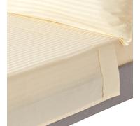 HOMESCAPES Silky 330 TC Egyptian Cotton Satin Stripe Flat Sheet - Pastel Yellow - Double