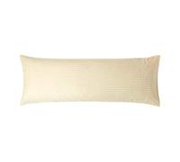 HOMESCAPES Pastel Yellow Pure Egyptian Cotton Body Pillowcase 330 TC 500 Thread Count Percale Equivalent Satin Stripe Long Pillow Case for Nursing Pregnancy and Elderly Support Pack of 2