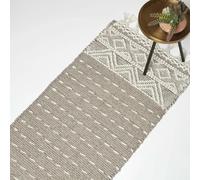 HOMESCAPES Patna Beige & Natural Kilim Wool Rug - 66 x 200 cm