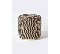 Homescapes Patterned Circular Pouffe In Black Black One Size