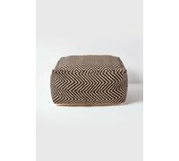 Homescapes Black And Cream Chevron Pattern Large Square Pouffe