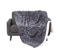 HOMESCAPES Patterned Sherpa Fleece Throw Blanket - Soft Velvet Sofa Throw, Warm Fluffy Blanket For Beds, Thick & Cosy Reversible Blankets, Triangular Geometric Design - Dark Grey, 160 x 200cm