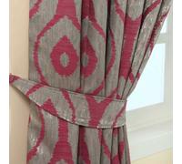 Homescapes Ikat Jacquard Curtain Tie Back Pair in Pink Homescapes Pink