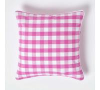 (45 x 45 cm, Pink) Block Check Cotton Gingham Cushion Cover