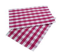 HOMESCAPES Set of 2 Pink Gingham Placemats Block Check Pattern 100% Cotton Ribbed Table Mats 30 x 45 cm (12” x 18”) with PInk and White Checkered Design