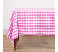 Homescapes Pink Block Check Cotton Gingham Tablecloth 137 X 178 Cm