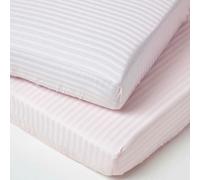 (60 x 120 cm, Pink) Cot Fitted Sheets Pack Egyptian Cotton with Fully Elasticated Skirt 330 Thread Count