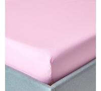 HOMESCAPES Pink Deep Fitted Sheet (12”) Small Double 200 TC 400 Thread Count Equivalent Pure Egyptian Cotton Bed Sheet with Fully Elasticated Skirt