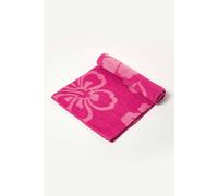 HOMESCAPES Pink Beach Towel 70 x 150 cm Quick Dry Towel with Floral Design Eco-Friendly Recycled Cotton Rich Super Absorbent Large Travel Towel