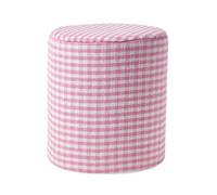 Homescapes Pink Gingham Check Round Pouffe Cotton 40 X 42 Cm