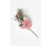 Homescapes Pink & Green Poinsettia Christmas Swag, 71 Cm Pink One Size
