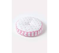 Homescapes Pink Hearts & Stripes Round Floor Cushion Homescapes Pink