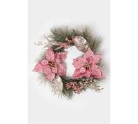 Homescapes Pink Poinsettia Christmas Wreath, 45 Cm Pink One Size