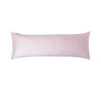 HOMESCAPES Pink Pure Egyptian Cotton Body Pillowcase 330 TC 500 Thread Count Percale Equivalent Satin Stripe Long Pillow Case for Nursing Pregnancy and Elderly Support Pack of 2