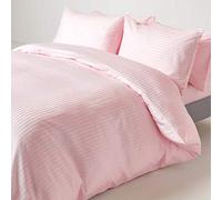 HOMESCAPES Pink Pure Egyptian Cotton Duvet Cover Set Single 330 TC 500 Thread Count Equivalent Satin Stripe Quilt Cover Pillowcase Included Bedding Set