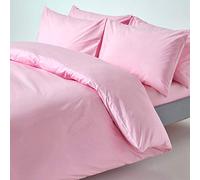HOMESCAPES Pink Pure Egyptian Cotton Duvet Cover Set Super King 200 TC 400 Thread Count Equivalent 2 Pillowcases Included Quilt Cover Bedding Set