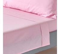 HOMESCAPES Pink Pure Egyptian Cotton Flat Sheet Super King 200 TC 400 Thread Count Equivalent Bed Sheet