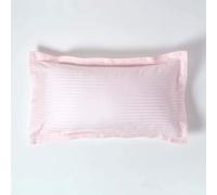 HOMESCAPES Pink Pure Egyptian Cotton King Size Oxford Pillowcase 330 TC 500 Thread Count Percale Equivalent Satin Stripe Pillow Case Pack of 2