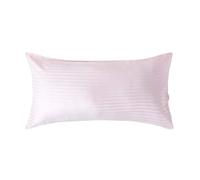 HOMESCAPES Pink Pure Egyptian Cotton King Size Pillowcase 330 TC 500 Thread Count Percale Equivalent Satin Stripe Housewife Pillow Case