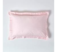 HOMESCAPES Pink Pure Egyptian Cotton Oxford Pillowcase Standard Size 330 TC 500 Thread Count Percale Equivalent Satin Stripe Pillow Case Pack of 4