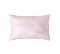 HOMESCAPES Pink Pure Egyptian Cotton Pillowcase Standard Size 330 TC 500 Thread Count Percale Equivalent Satin Stripe Housewife Pillow Case Pack of 2