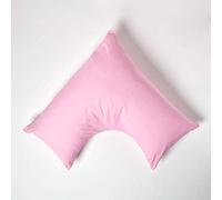 HOMESCAPES Pink Pure Egyptian Cotton V-Shape Pillowcase 200 TC 400 Thread Count Percale Equivalent Pillow Case For Nursing Pregnancy and Elderly