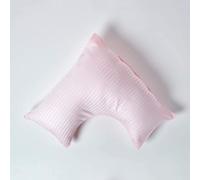 HOMESCAPES Pink Pure Egyptian Cotton V-Shape Pillowcase 330 TC 500 Thread Count Percale Equivalent Satin Stripe Pillow Case For Nursing Pregnancy and Elderly Pack of 2