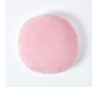 HOMESCAPES Pink Round Velvet Cushion Super Soft Cotton Velvet Luxury Filled Scatter Cushion Thick Plain Dusky Pink Accent Throw Pillow for Sofa and Bed Decoration, 40cm (15") Diameter