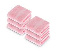HOMESCAPES Pink Turkish Cotton Set of 6 Face Cloths Flannel Super Soft Thick & Absorbent 500 GSM Towel Heavy Weight for everyday Luxury