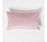 HOMESCAPES Pink Velvet Cushion 30 x 50 cm Super Soft Velvet Scatter Bolster Cushion with Super Microfibre Cushion Pad Insert Included Rectangular Accent Throw Pillow for Sofa or Bed