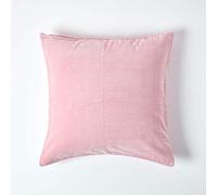 HOMESCAPES Pink Velvet Cushion Cover Super Soft Cotton Velvet Luxury Square Scatter Cushion Plain Dusky Pink Accent Throw Pillow for Sofa and Bed Decoration with Hidden Zipper, 40 x 40cm