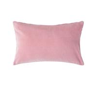 HOMESCAPES Pink Velvet Cushion Cover Super Soft Cotton Velvet Luxury Scatter Cushion Rectangle Plain Dusky Pink Accent Throw Pillow for Sofa and Bed Decoration with Hidden Zipper, 30 x 50 cm