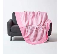 HOMESCAPES Pink & White 100% Cotton Gingham Check Bedspread Throw 225x255 cm (89 x 100”) Handmade Throw Suitable for most 2/3 Seater Sofas and Double/King Size Beds - Washable at Home