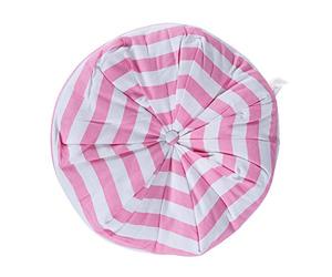HOMESCAPES Pink & White Stripe Floor Cushion Pouffe 100% Cotton Modern Pleated Seat Pad for Indoor and Garden, 40cm x 15cm