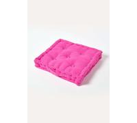 Homescapes Cotton Hot Pink Floor Cushion, 40 X 40 Cm