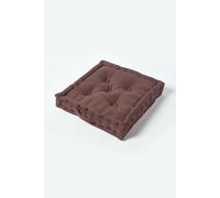 HOMESCAPES Luxury Floor Cushion Plain 100% Cotton Chocolate Brown 40 x 40 x 8cm, Booster Cushion Seat Chair Pad Dining Thick & Plush Garden Floor Pillow for Kids Elderly Pets Indoor Outdoor Use