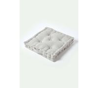HOMESCAPES Luxury Floor Cushion Plain 100% Cotton Grey 40 x 40 x 8cm, Booster Cushion Seat Chair Pad Dining Thick & Plush Garden Floor Pillow for Kids Elderly Pets Indoor Outdoor Use