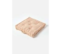 HOMESCAPES Luxury Floor Cushion Plain 100% Cotton Beige 40 x 40 x 8cm, Booster Cushion Seat Chair Pad Dining Thick & Plush Garden Floor Pillow for Kids Elderly Pets Indoor Outdoor Use