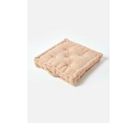 HOMESCAPES Luxury Floor Cushion Plain 100% Cotton Beige 40 x 40 x 8cm, Booster Cushion Seat Chair Pad Dining Thick & Plush Garden Floor Pillow for Kids Elderly Pets Indoor Outdoor Use