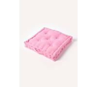 Plain Cotton Floor Cushion Homescapes Pink 40cm x 40cm