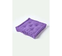 HOMESCAPES Luxury Floor Cushion Plain 100% Cotton Purple 50 x 50 x 10cm, Booster Cushion Seat Chair Pad Dining Thick & Plush Garden Floor Pillow for Kids Elderly Pets Indoor Outdoor Use