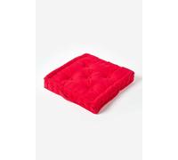 HOMESCAPES Luxury Floor Cushion Plain 100% Cotton Red 50 x 50 x 10cm, Booster Cushion Seat Chair Pad Dining Thick & Plush Garden Floor Pillow for Kids Elderly Pets Indoor Outdoor Use