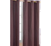 Homescapes Plain Cotton Ready Made Eyelet Curtain Pair In Brown Brown