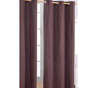 Homescapes Plain Cotton Ready Made Eyelet Curtain Pair in Brown | Size: 140 cm width x 229 cm drop Homescapes Brown 140 cm width x 229 cm drop