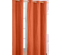 HOMESCAPES Burnt Orange Eyelet Curtain Pair 137cm (54") Wide x 228cm (90") Drop Plain Heavy Unlined Curtains
